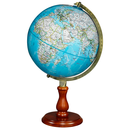 National Geographic Hudson 12"/30Cm Diameter Blue Ocean Desk Globe With Wood Base And Die-Cast Semi- Meridian (English)
