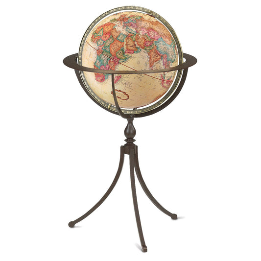 Marin 16-inch Antique Raised Relief Floor Globe - Walnut Pedestal Stand