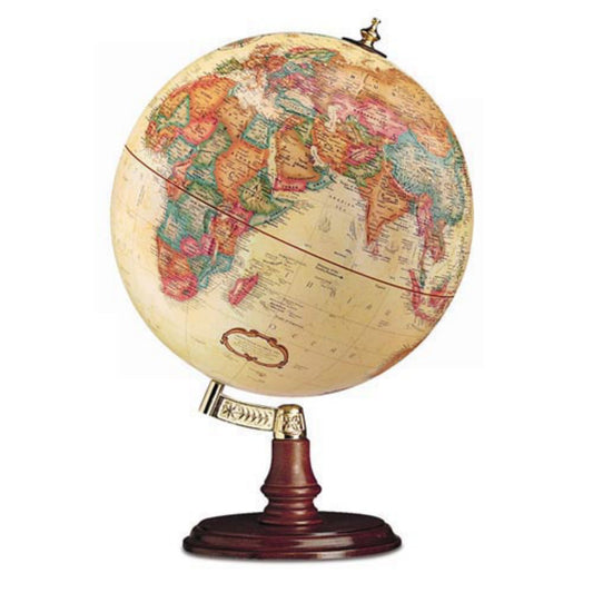 Cranbrook 12-inch Antique Desk Globe with Raised Relief - Walnut Base
