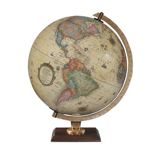 Globe de bureau antique lumineux Carlyle de 30 cm (12 pouces) avec relief en relief