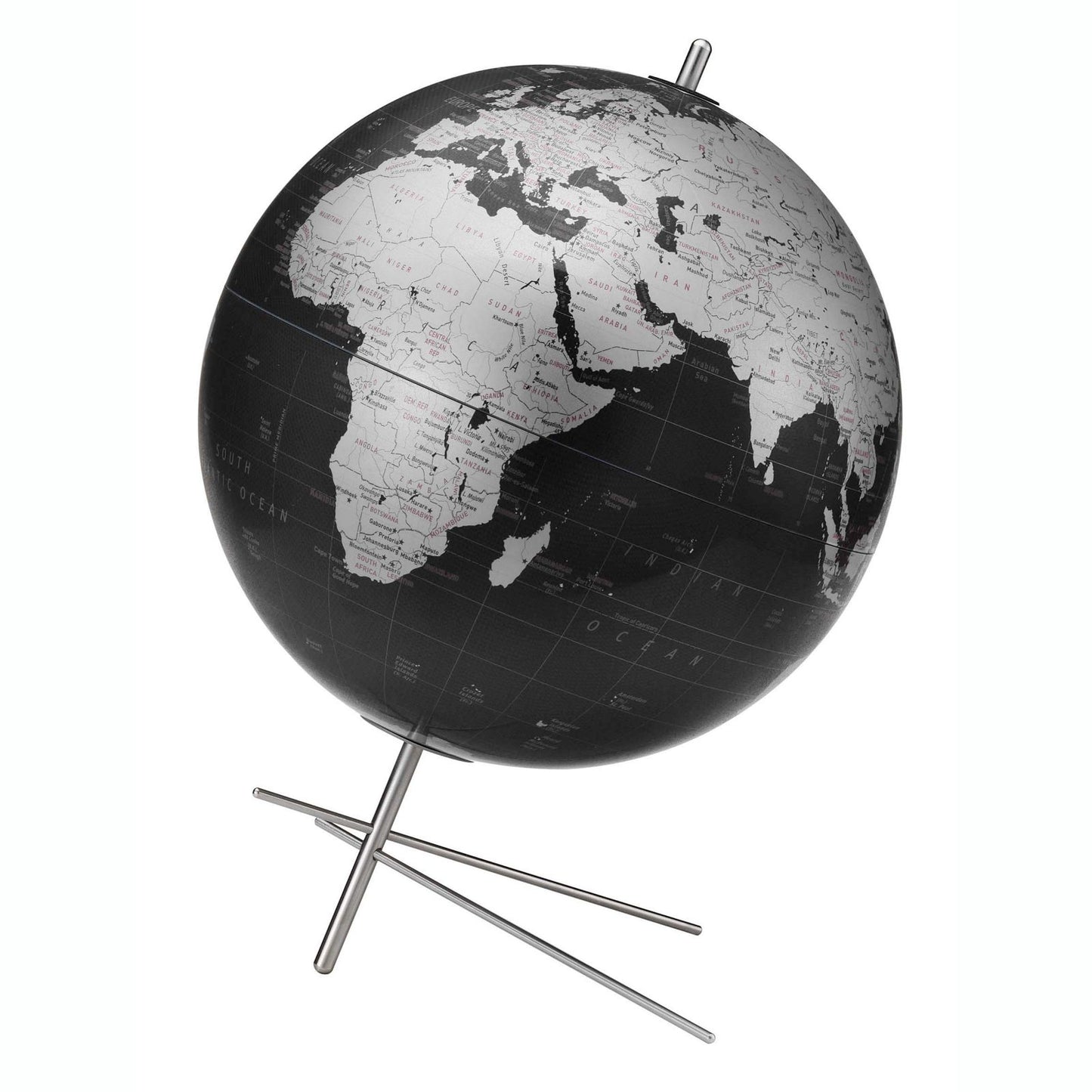 Globe de bureau Mikado 12 pouces gris ardoise et argent avec base trépied en acier inoxydable