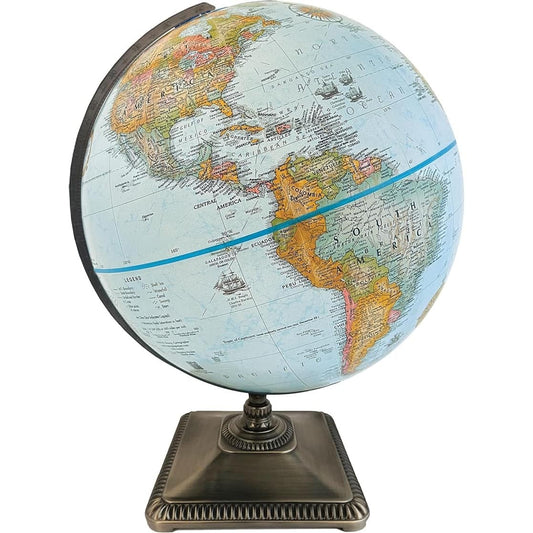 Zurich Canvas 12-inch Blue Ocean Desk Globe - Raised Relief
