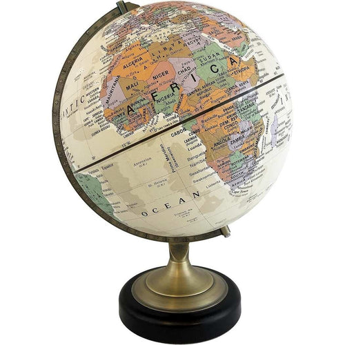 Globe terrestre de bureau en toile antique Athènes 12" - Relief en relief