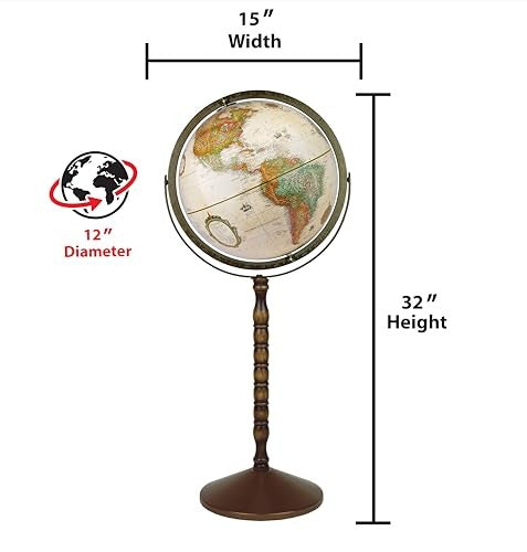 Treasury 12" Antique Ocean Convertible Floor and Tabletop Globe