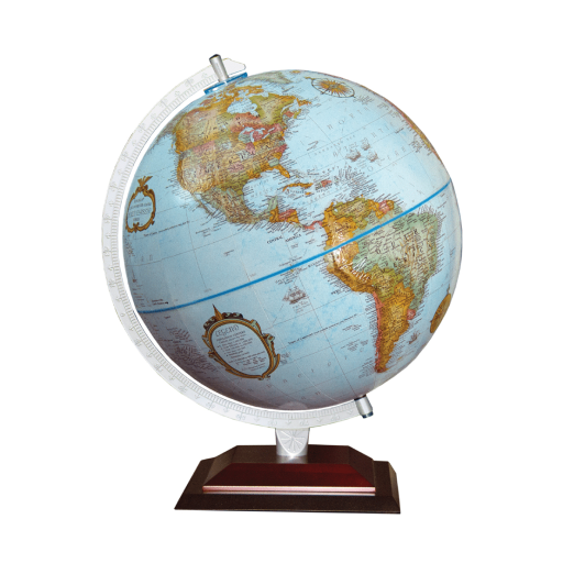 Replogle 12"/30Cm Diameter Blue Ocean Desk Globe With Wood Stand And Die-Cast Semi-Meridian (English)