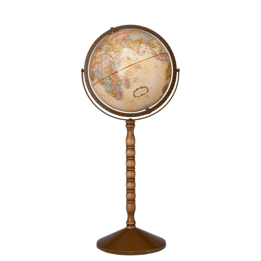 Treasury Globe 12"/30cm Diameter Antique Ocean Floor Globe With Metal and Full Meridian (English)