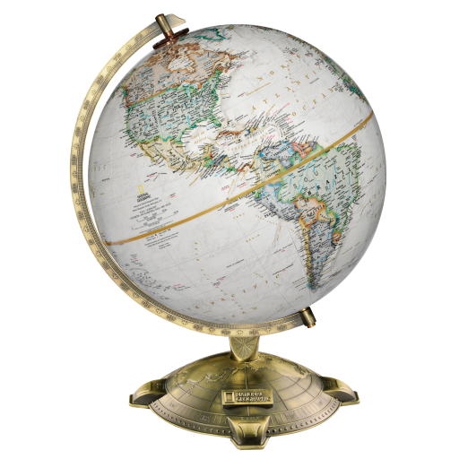 National Geographic Allamson 12"/30Cm Diameter Antique Parchment Ocean Desk Globe With Die-Cast Base And Semi- Meridian (English)