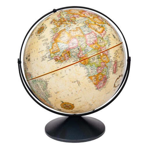 Eureka 16"/40.5Cm Diameter Antique Ocean Globe With Black Metal Full Meridan And Metal Base (English)