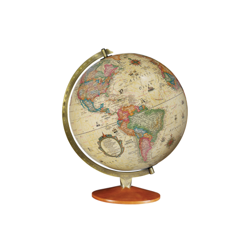 Odessa 12"/30Cm Diameter Antique Ocean Illuminated Desk Globe (English)