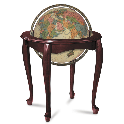 Queen Anne 16"/40.5Cm Diameter Antique Illuminated Ocean Floor Globe (English)