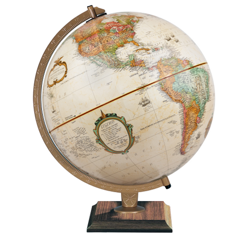 Spokane 12"/30Cm Diameter Antique Ocean Desk Globe (English)