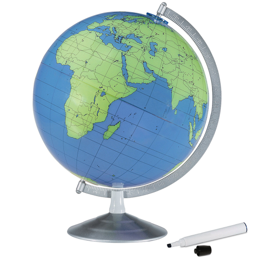 Geographer 12″ – Write and Erase globe for kids Blue Desk