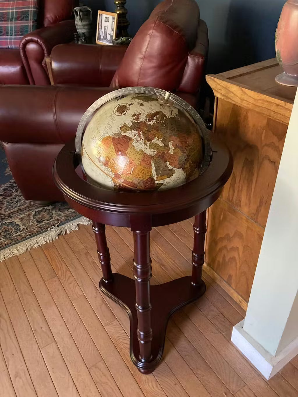 Lancaster 12" Bronze Metallic Ocean Floor Globe - Cherry Wood Pedestal