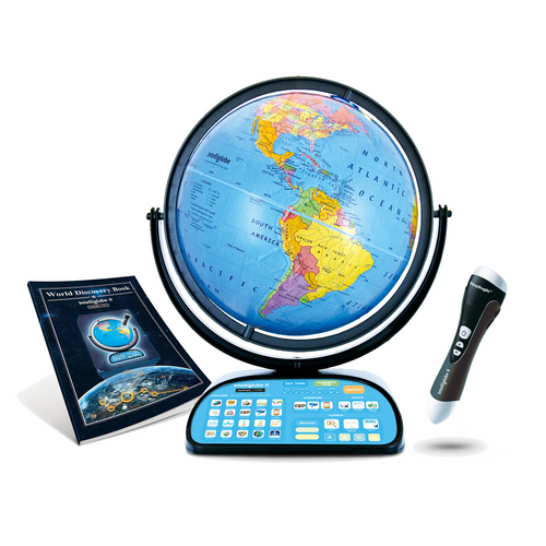 Replogle Intelliglobe II 12-inch interactive educational globe with smart pen and discovery book.