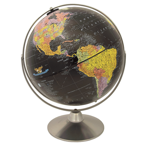 Starlight 12" Black Ocean Desk Globe - Raised Relief Topography Map