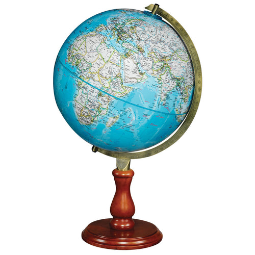 National Geographic Hudson 12-inch Blue Ocean Desk Globe with Walnut Hardwood Base