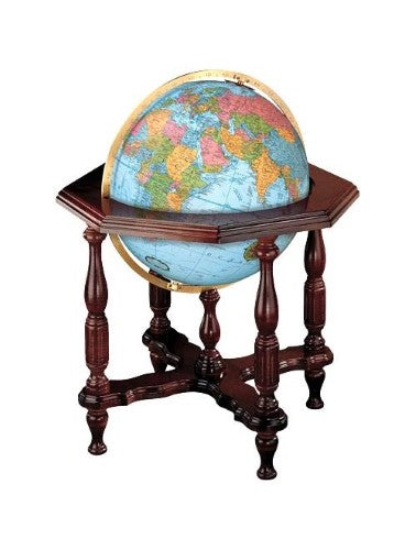 Statesman 20-inch Illuminated Blue Ocean Floor Globe with Walnut Stand