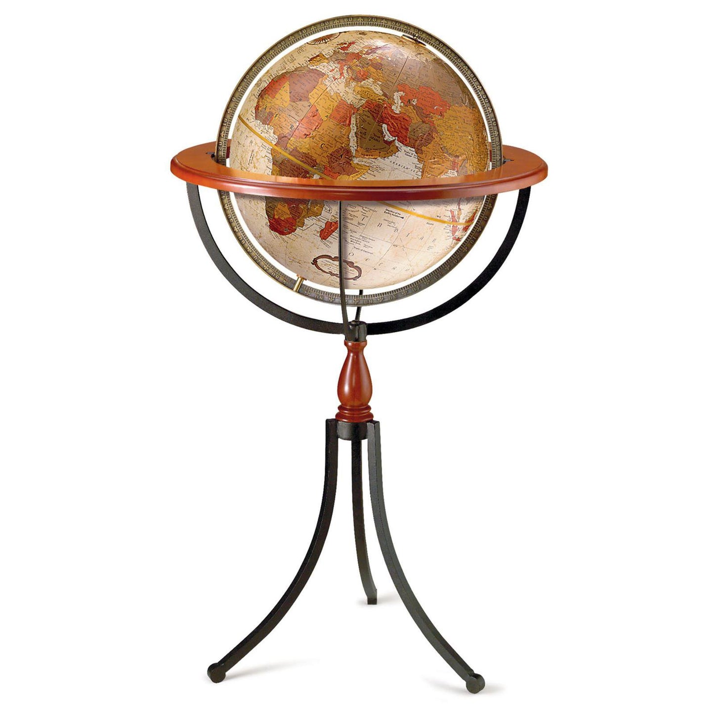 Santa Fe 16-inch Antique Raised Relief Floor Globe - Southwestern Style