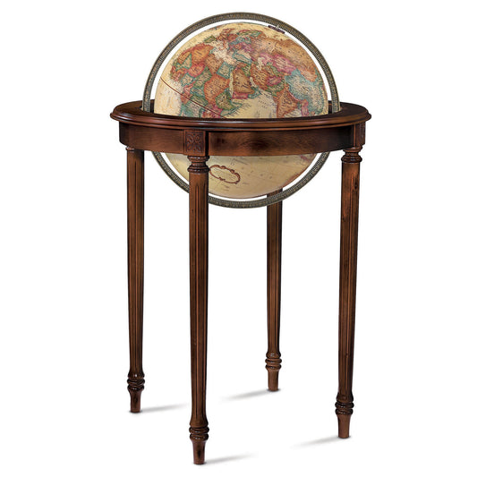 Regency 16-Inch Antique Raised Relief Floor Globe with Solid Walnut Stand