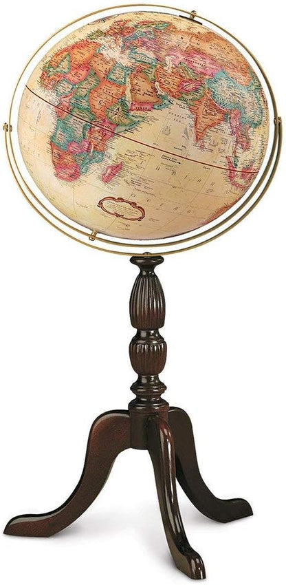 Cambridge 16-inch Antique Ocean Floor Globe - Walnut Finish Hardwood Stand