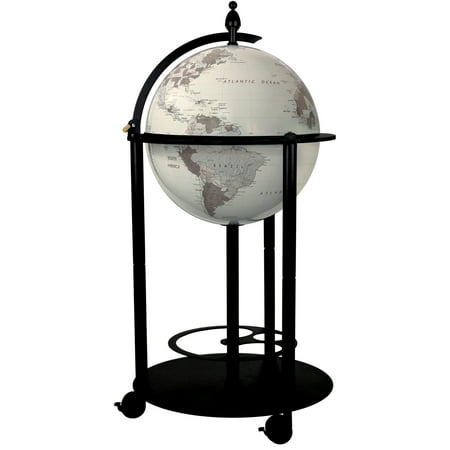 Empire 16-Inch Illuminated Floor Standing Bar Globe - Modern Gray