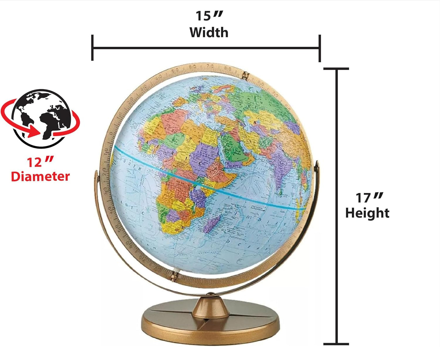 Globe terrestre Replogle Pioneer 12" en français avec méridien gyro-matique