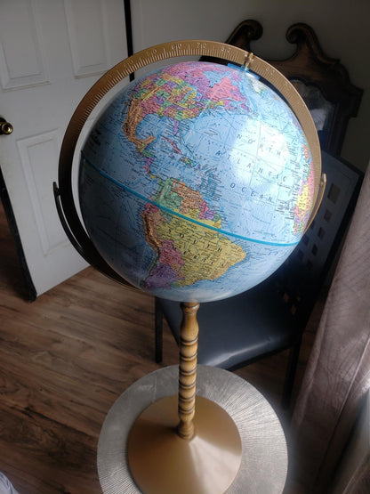 12" Treasury Floor Globe - Blue Ocean Convertible Map with Raised Relief