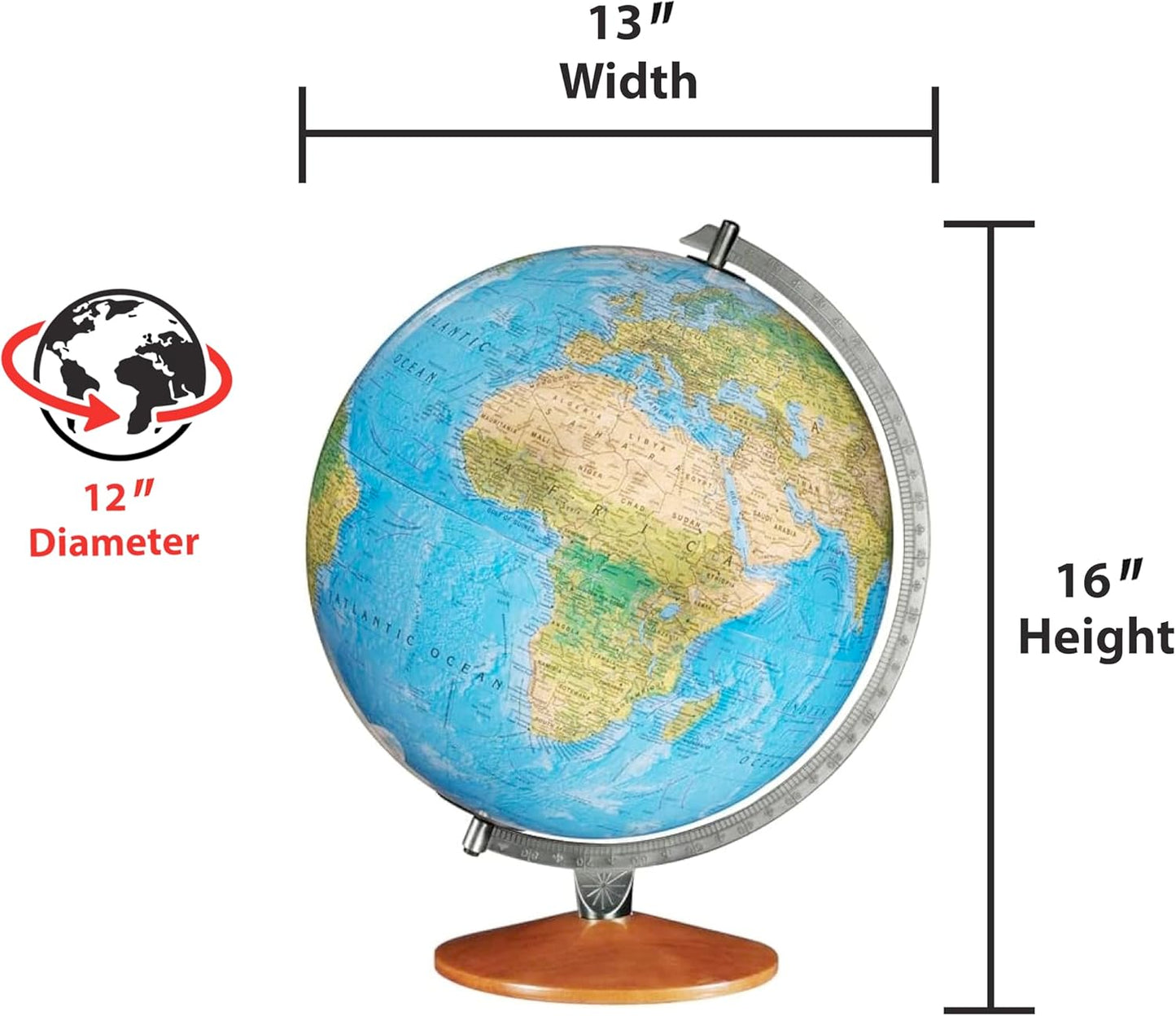 Odessa 12" Illuminated Blue Ocean Desk Globe with Raised Relief