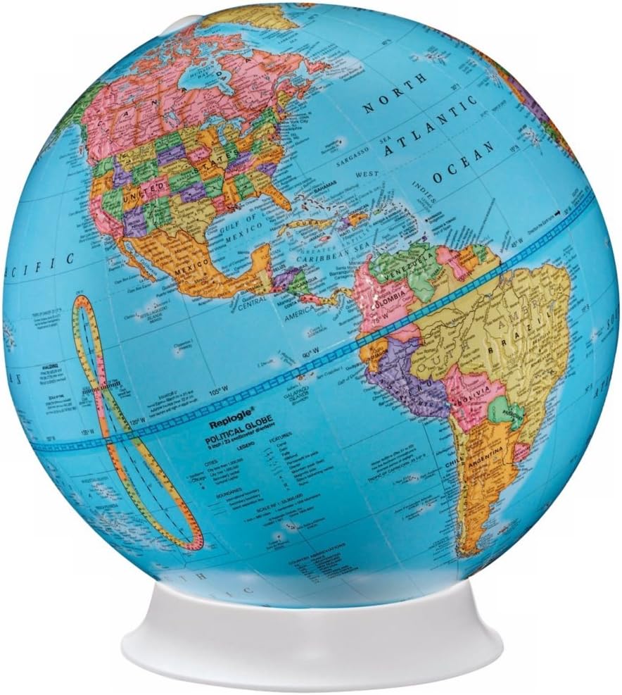 Apollo 9" Blue Ocean Desk Globe - Raised Relief & Free-Mount Map