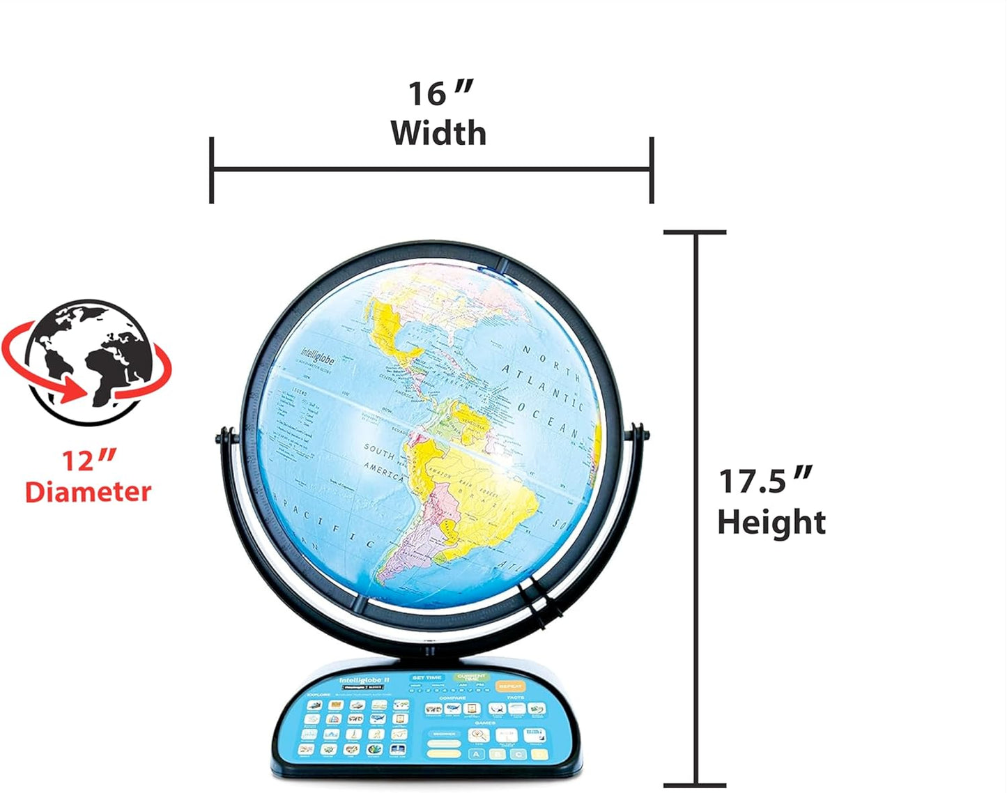 12" Interactive Talking World Globe with Wireless Intelli-Pen - Raised Relief Educational Map