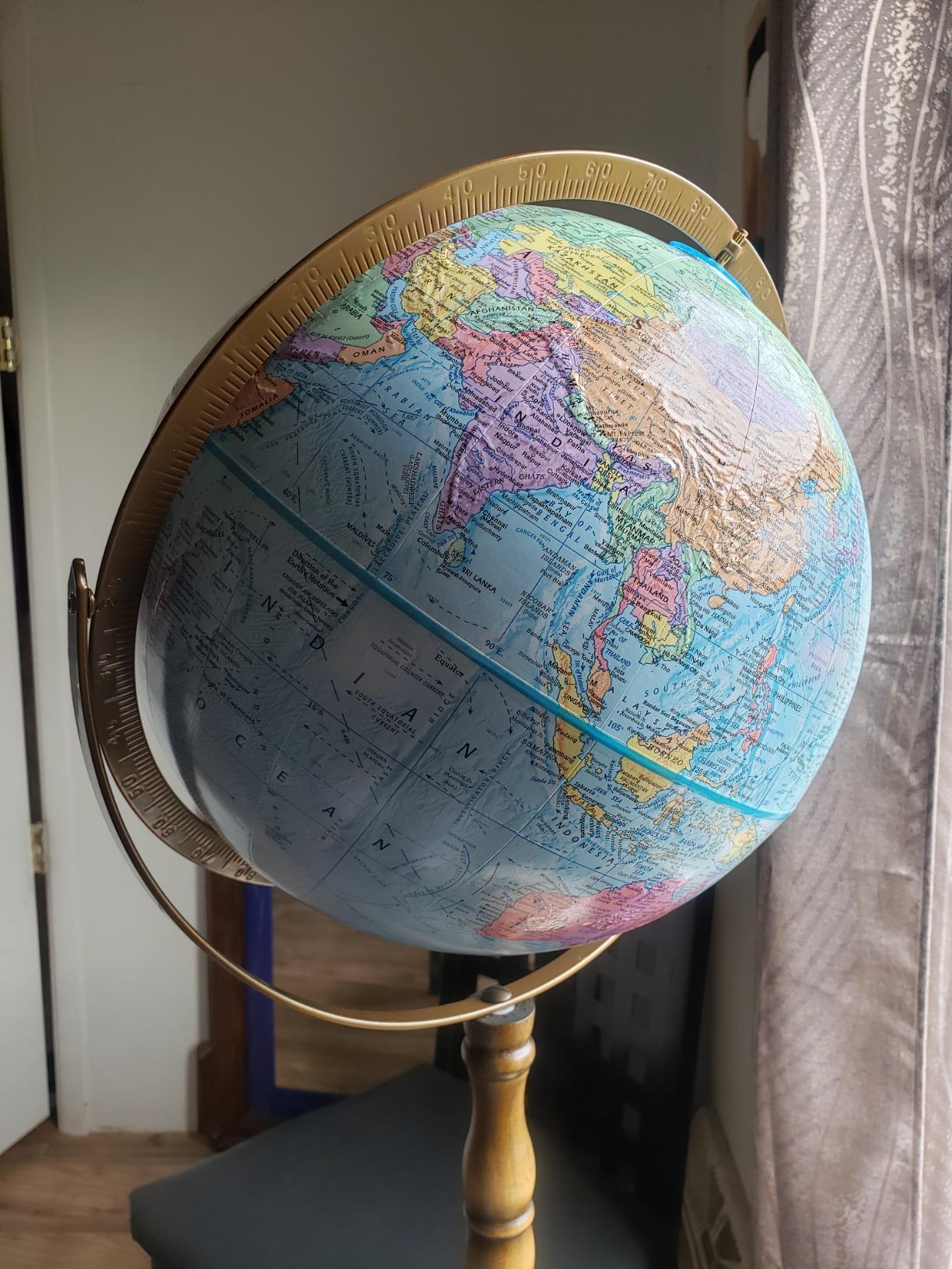 12" Treasury Floor Globe - Blue Ocean Convertible Map with Raised Relief