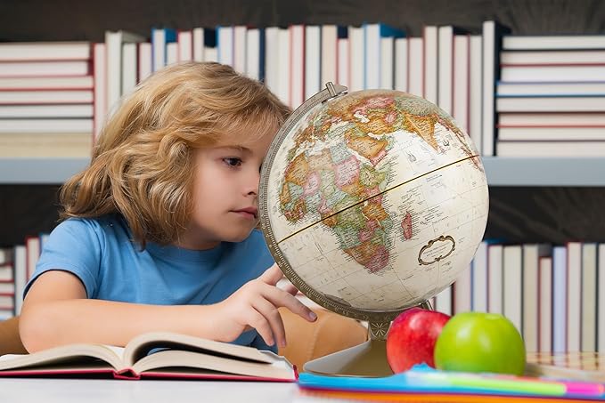 Replogle Franklin 12" Antique Ocean Desk Globe - Raised Relief