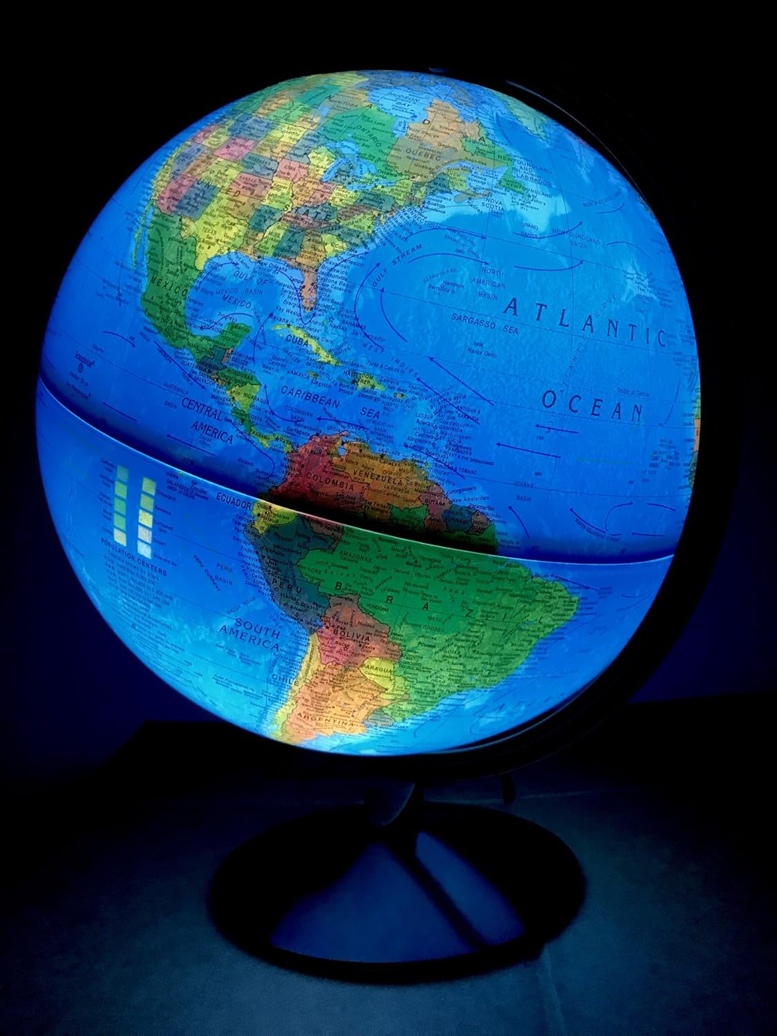 Odessa 12" Illuminated Blue Ocean Desk Globe with Raised Relief