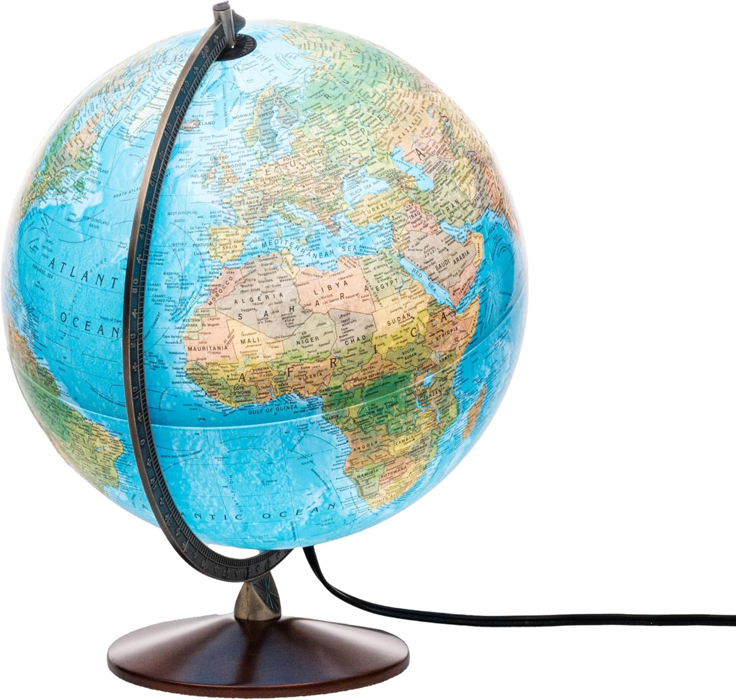 Odessa 12" Illuminated Blue Ocean Desk Globe with Raised Relief