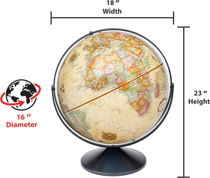 Eureka 16" Antique Ocean Globe with Full-Swing Metal Meridian