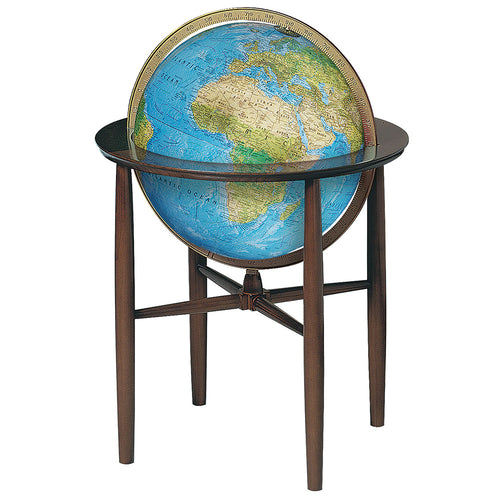 Austin 12-inch Illuminated Blue Desktop Globe - Silver Finish