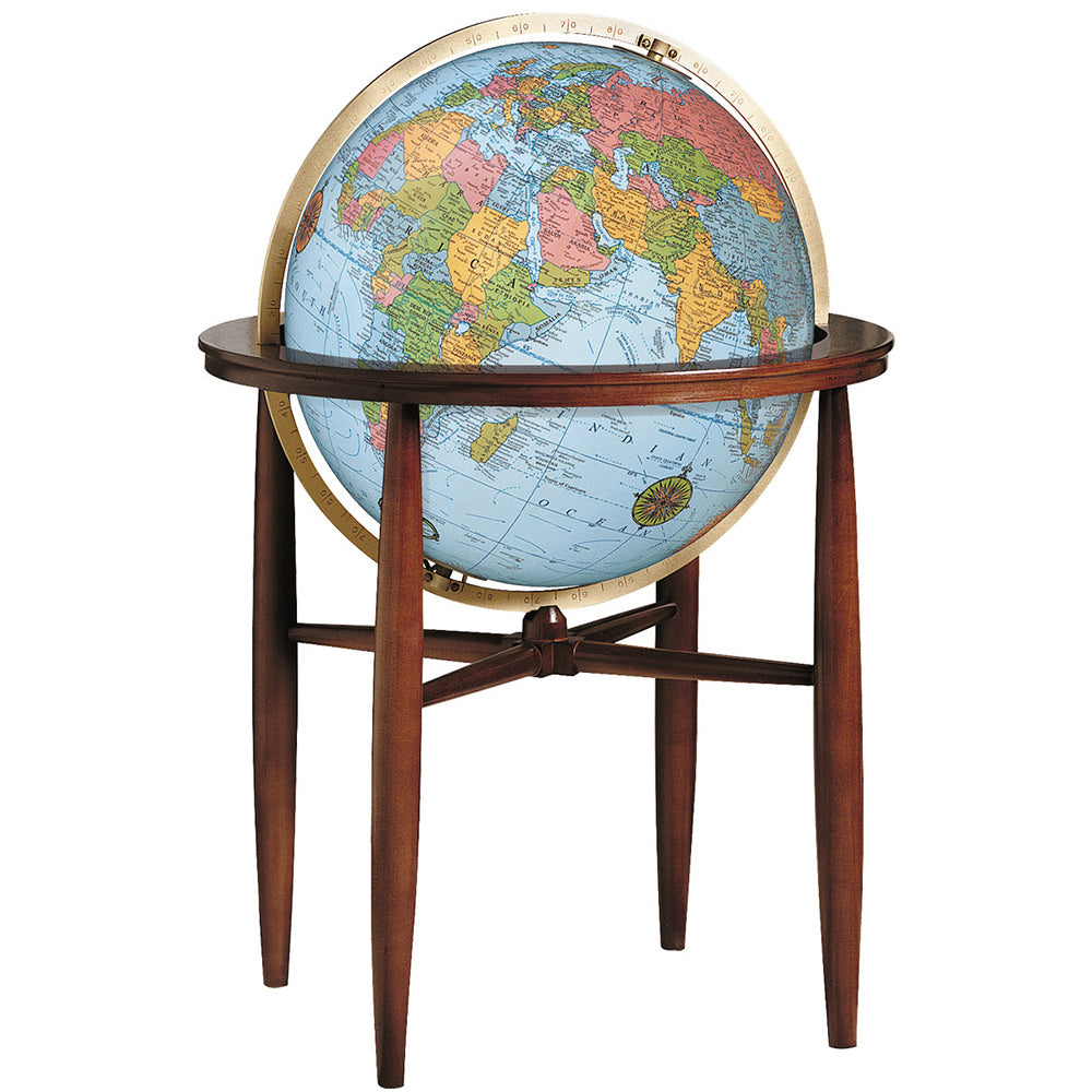 Finley 20-inch Illuminated Blue Ocean Floor Globe with Hardwood Base