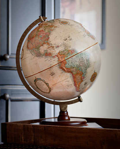 Globe de bureau antique Piedmont 12" - Édition en français