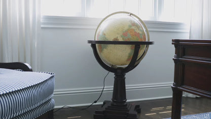 Annapolis 20-inch Illuminated Antique Floor Globe - Handcrafted Hardwood Stand