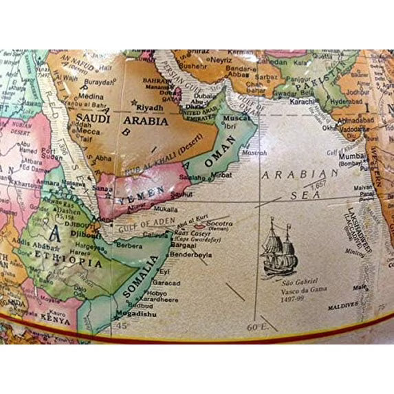 Globe terrestre Forum de 40 cm (16 pouces) à relief antique avec socle en noyer