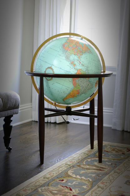 Finley 20-inch Illuminated Blue Ocean Floor Globe with Hardwood Base