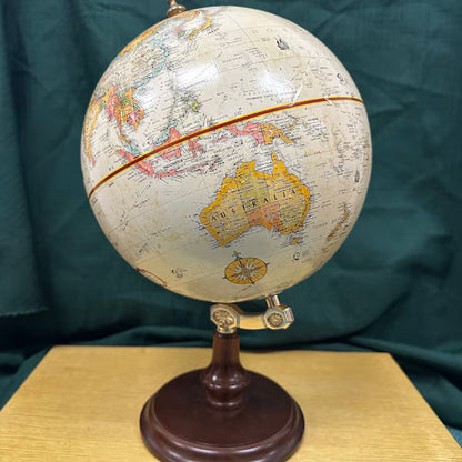 Cranbrook 12-inch Antique Desk Globe with Raised Relief - Walnut Base