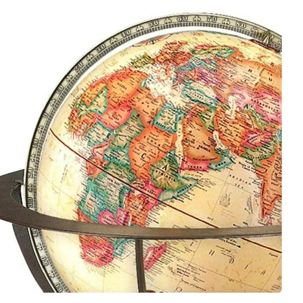 Globe terrestre antique en relief Marin de 40 cm (16 pouces) - Socle en noyer